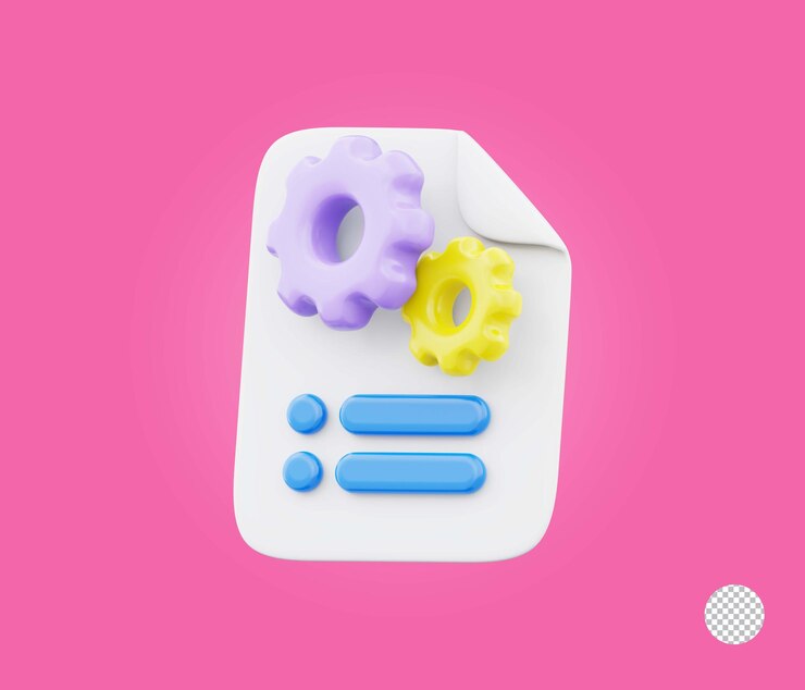 Financial strategy planning or scheduling with cogwheel and clipboard icon illustration