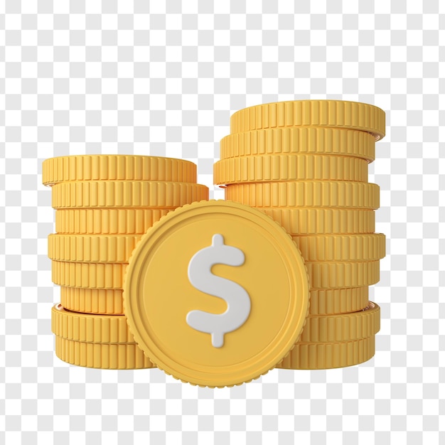 Financial Success Concept 3D Render Money Coins and Cash in Business and Economy Design Icon