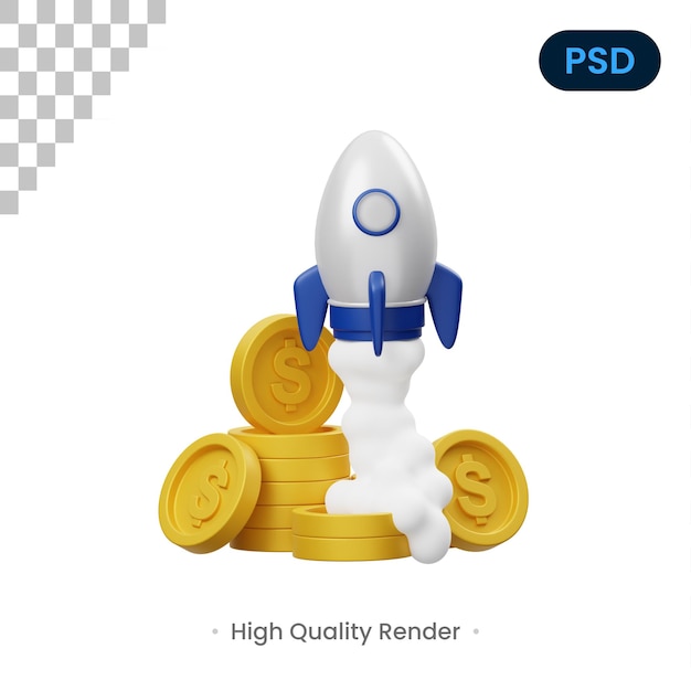 Finanz-startup 3d icon premium psd