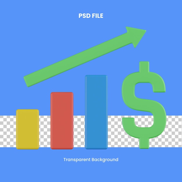 PSD finanzas crecimiento 3d renderizado icono ilustración análisis