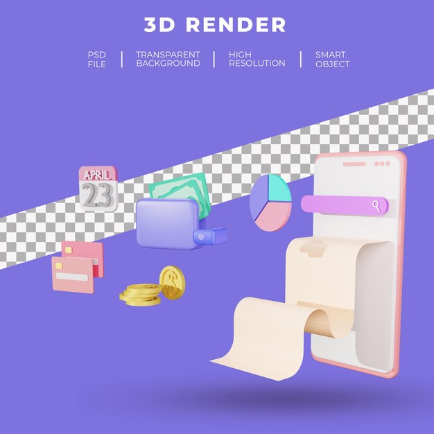 Finanzas y SEO o datos de pago para la página de aterrizaje del sitio web renderización 3D aislada