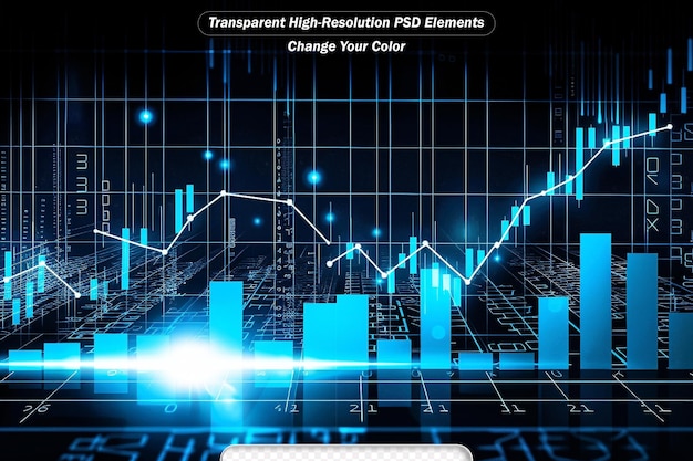 PSD finanzdiagramm und aufsteigende grafik mit linien und zahlen