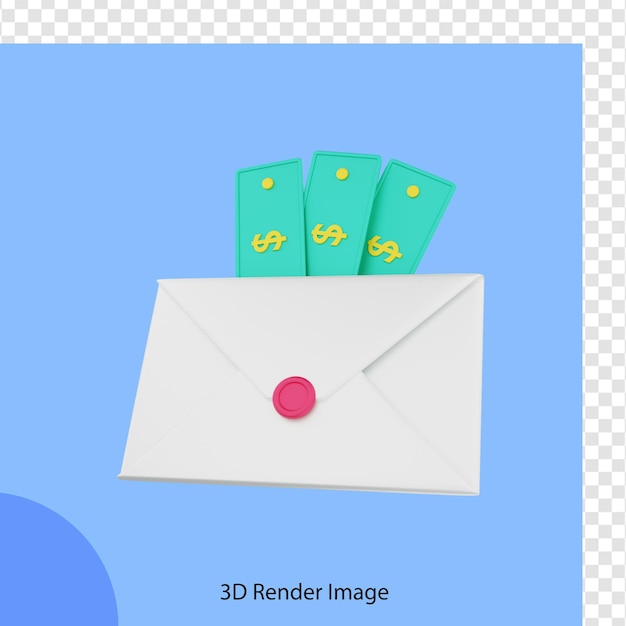Finanzieren sie 3d-rendering-e-mail mit dollarscheinen