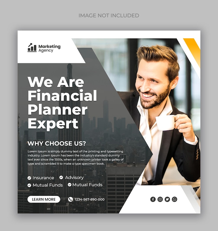 PSD finanzplaner-experte instagram postet web-banner oder social-media-banner-vorlage