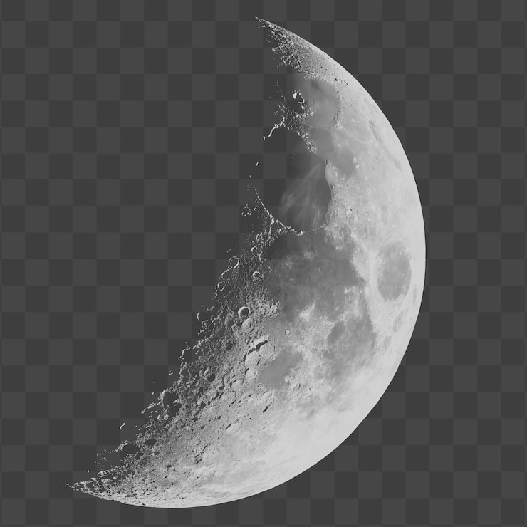 PSD une fine lune centrée isolée sur un arrière-plan transparent