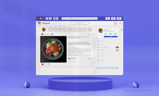 Finestra del browser Internet minima e pulita per mockup 3d della pagina di destinazione