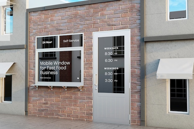 Finestra mobile per fast food Business Mockup, vista a destra