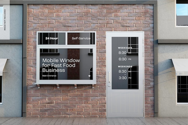 Finestra mobile per fast food Business Mockup, vista frontale
