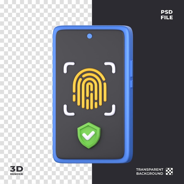 PSD fingerabdruck-authentifizierung 3d-symbol perfekt für das cyber-sicherheits-thema