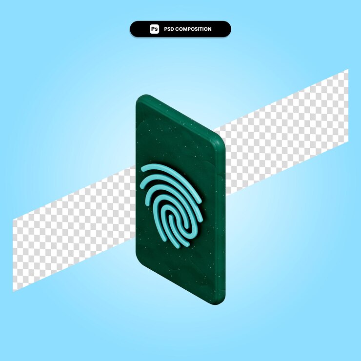 PSD fingerprint 3d render illustration isolated