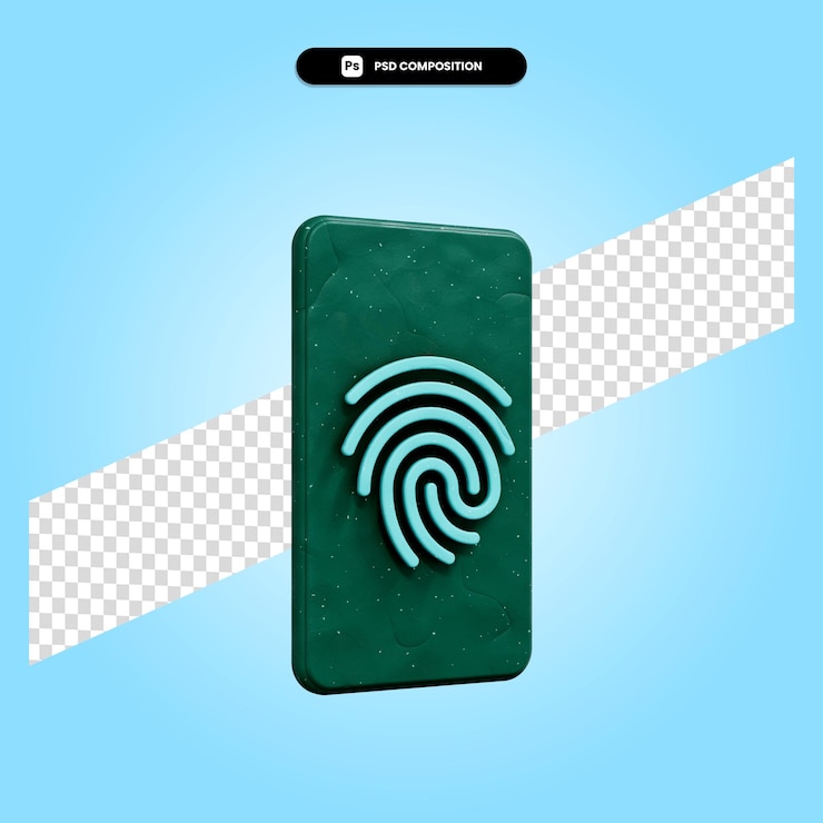PSD fingerprint 3d render illustration isolated