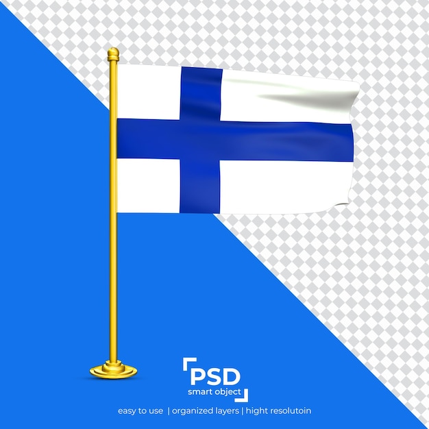 PSD finlandia bandera ondeante conjunto aislado sobre fondo transparente