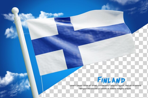 Finnland realistische flagge 3d render isoliert oder 3d finnland wehende flagge illustration