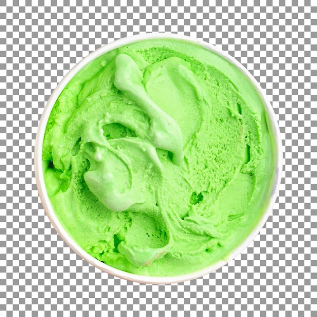 Fiocco di gelato verde gustoso isolato su sfondo trasparente