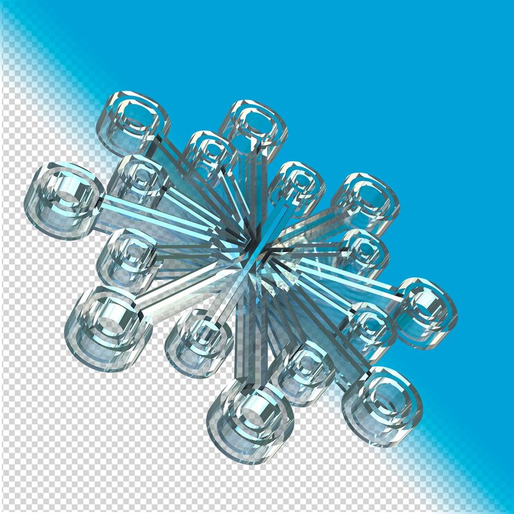 PSD fiocco di neve in vetro rendering 3d