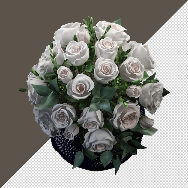 Fiore in vaso nella rappresentazione 3d isolata