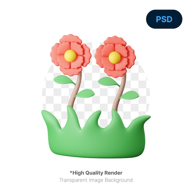 Fiore Primavera Icona 3D Premium Psd
