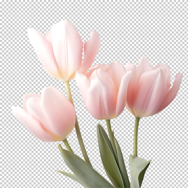 fiori di tulipano eleganti e femminili su sfondo trasparente isolato