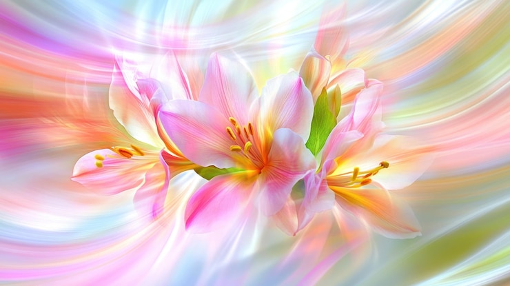 PSD fiori rosa pastello con uno sfondo soffice e vorticoso