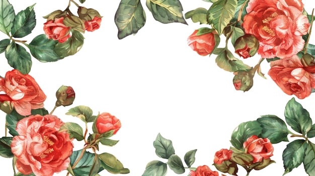 Fiori rosa pastello e foglie di pino isolati su sfondo bianco AIG56