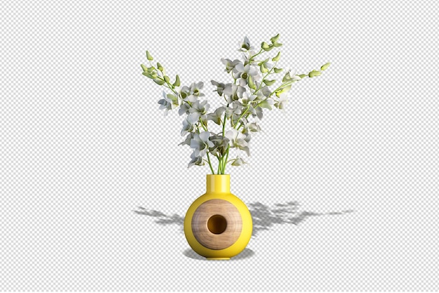 Fiori sbocciano in vaso in rendering 3d