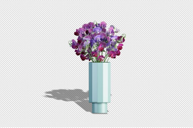 Fiori sbocciano in vaso in rendering 3d