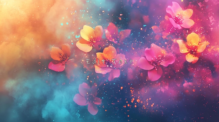 PSD fiori vivaci e colorati in un fumo da sogno