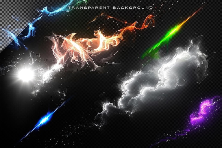 PSD fire beam vfx special effect on transparent background