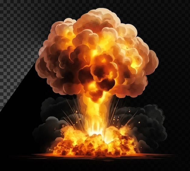Fire blast Explosion on transparent background