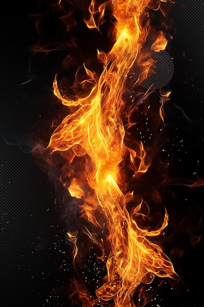 Fire embers particles and motion spark on transparent background