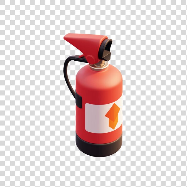 fire extinguisher icon in simple red color scheme on transparent background