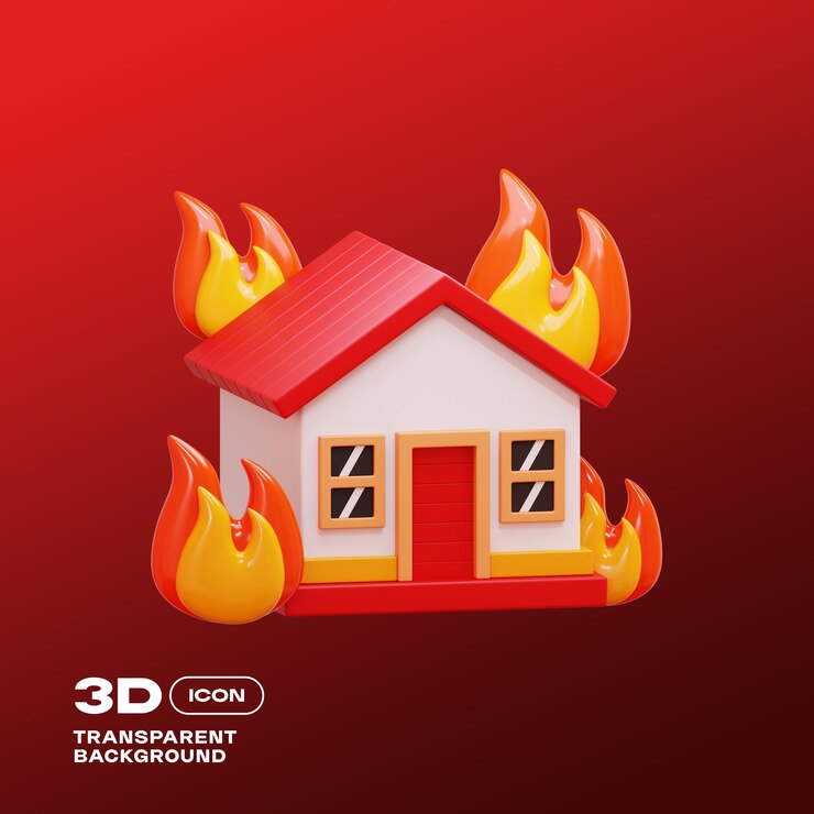 PSD fire fighter 3d icon png template