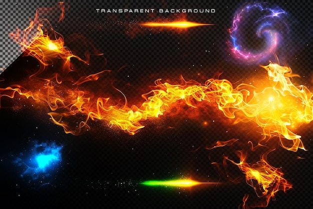 Fire Flame Beam VFX Efectos especiales en el fondo transparente