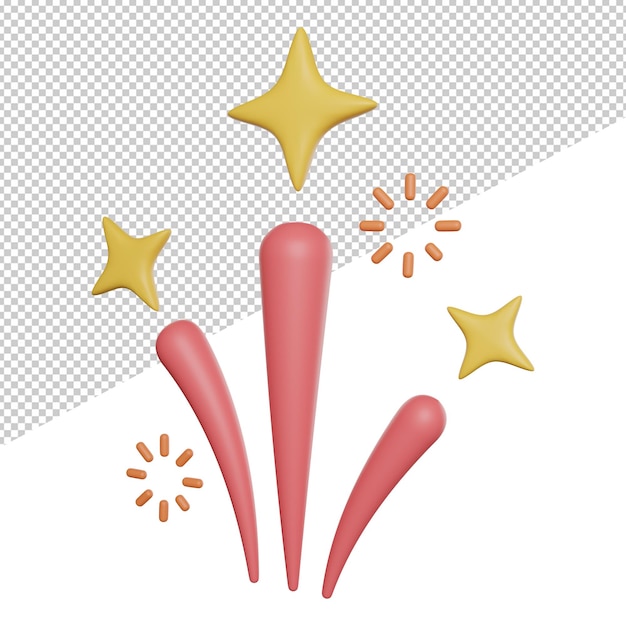 Firecracker fireworks party seitenansicht 3d-rendering-illustration auf transparentem hintergrund