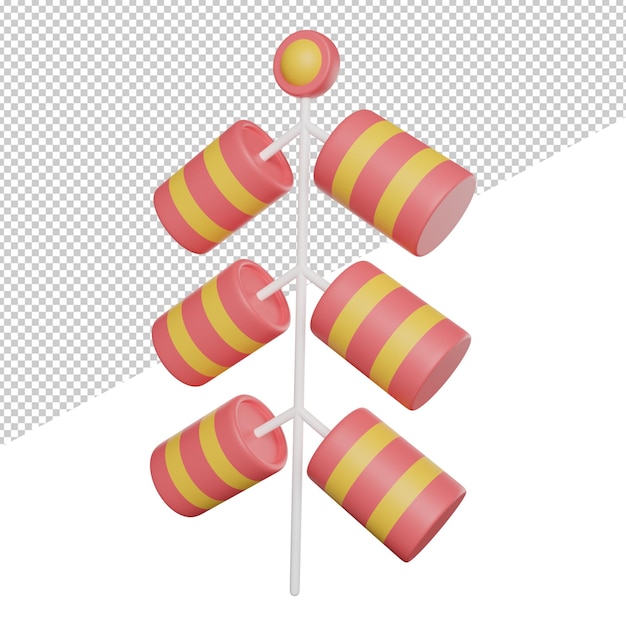 Firecracker Fireworks Party vista lateral 3d renderizado ilustración sobre fondo transparente