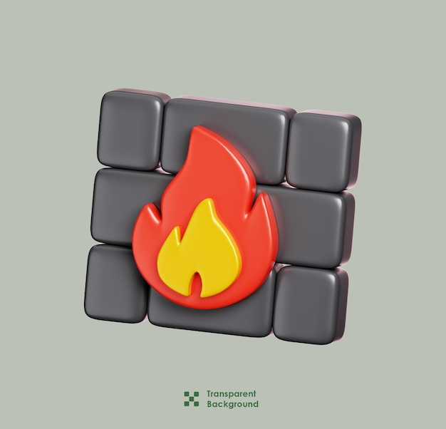 PSD firewall isoliert computer-netzwerk-sicherheits-symbol 3d-illustration