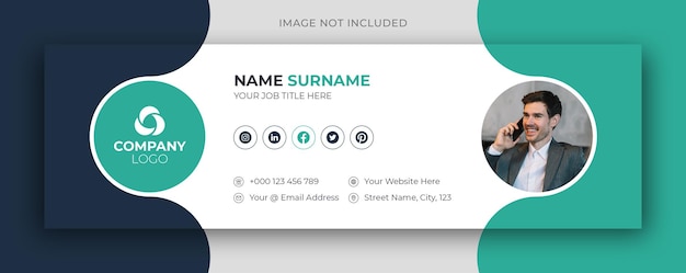 PSD firma de correo electrónico o pie de página de correo electrónico y plantilla de diseño de portada de facebook de redes sociales personales