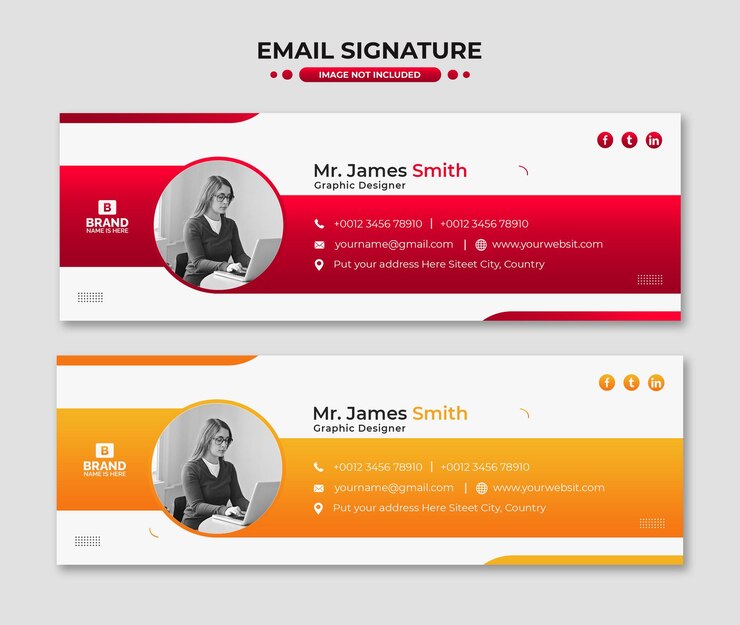 PSD firma de correo electrónico o pie de página de correo electrónico y plantilla de diseño de portada de facebook de redes sociales personales