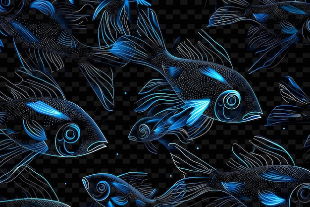 PSD fish in the dark with blue and black background