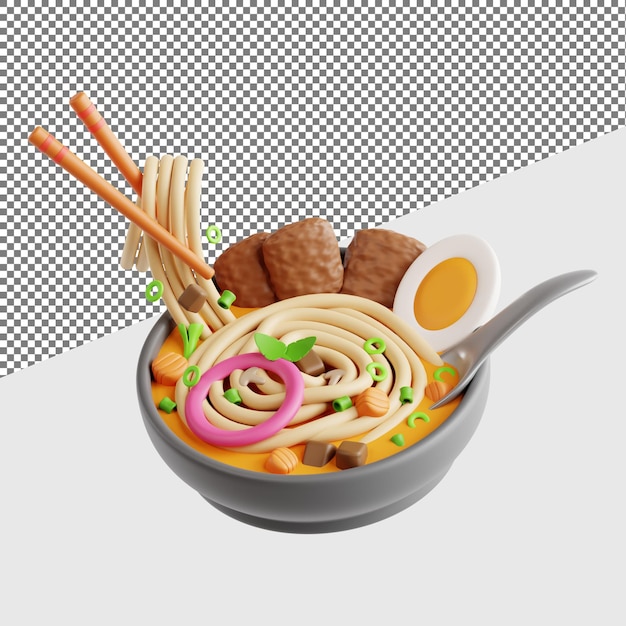 Fish noodle soup 3d Asian food rendering