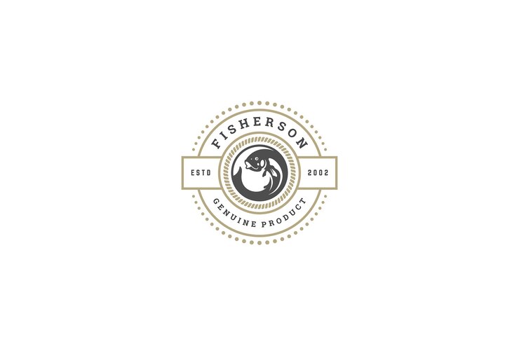 PSD fish restaurant logo design template