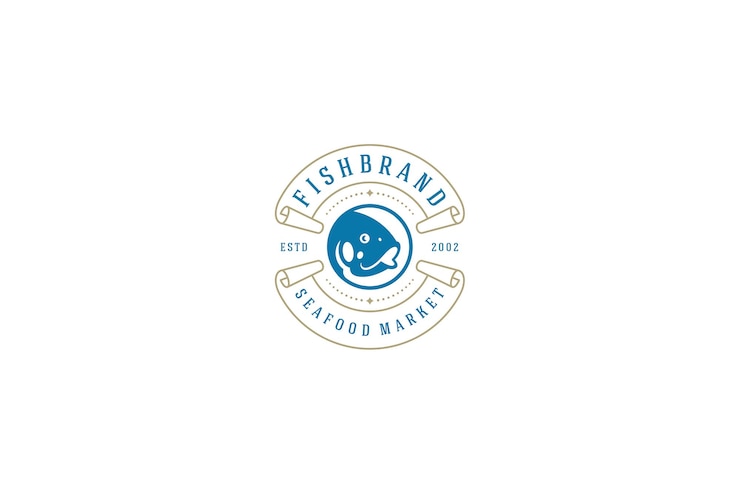PSD fish restaurant logo design template