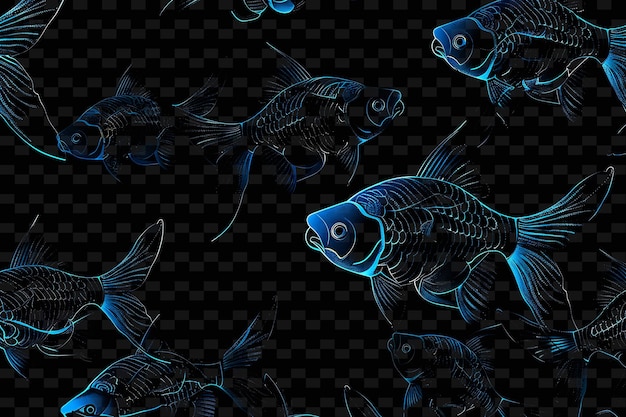 PSD a fish with blue and black background and a pattern of fish