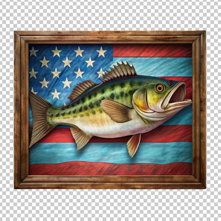 PSD fish with usa flag