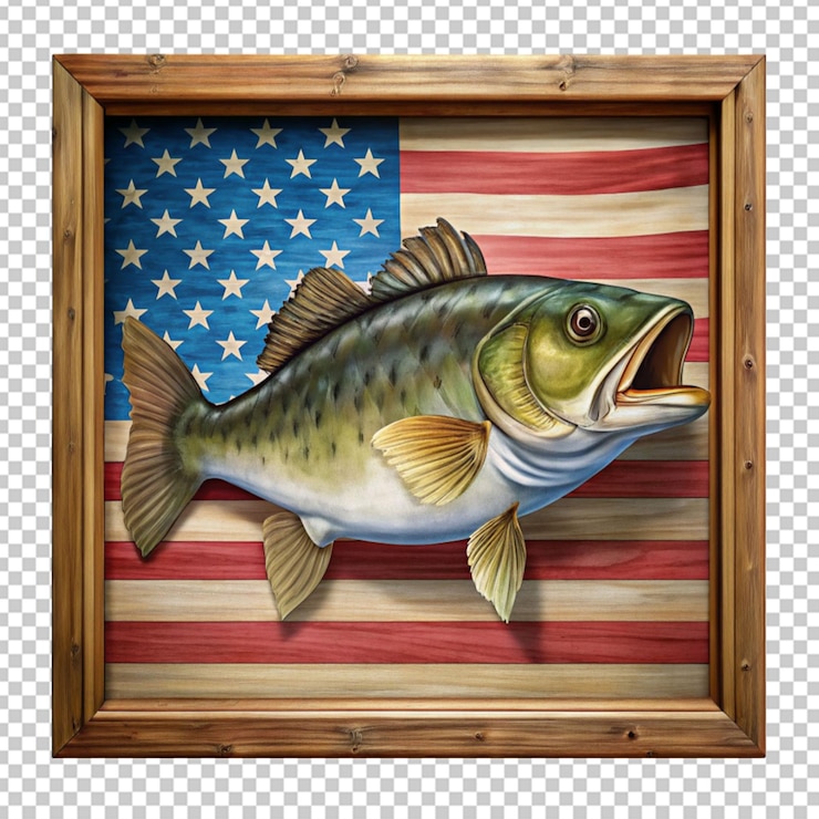 PSD fish with usa flag
