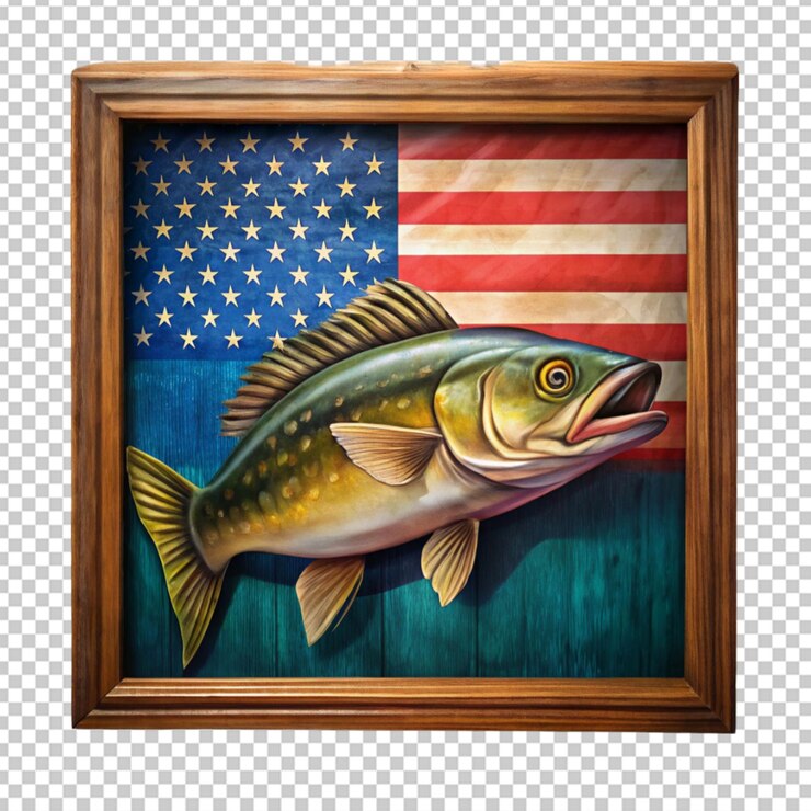 PSD fish with usa flag