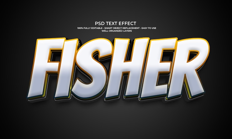 PSD fisher - 3d glossy chrome text effect