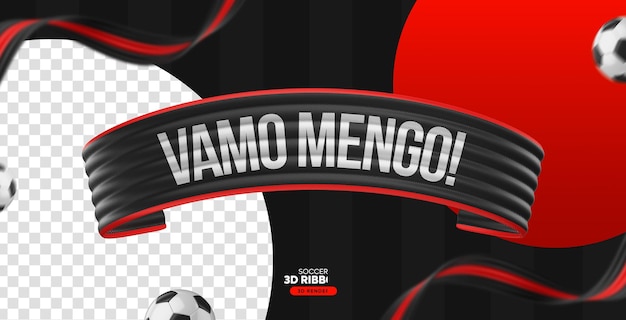 Fita 3d preta e vermelha para time de futebol flamengo