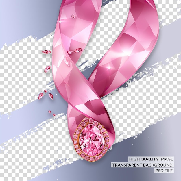 PSD fita de câncer rosa 3d png clipart fundo transparente isolado