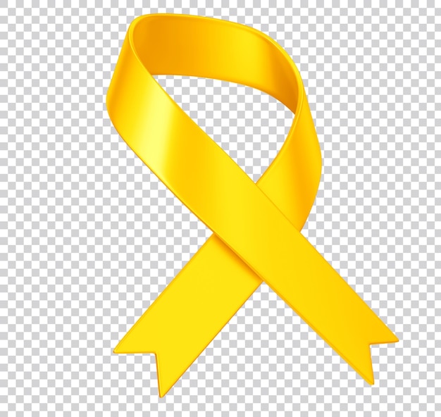 PSD fita de conscientização do câncer infantil fita amarela realista símbolo de conscientização do câncer infantil